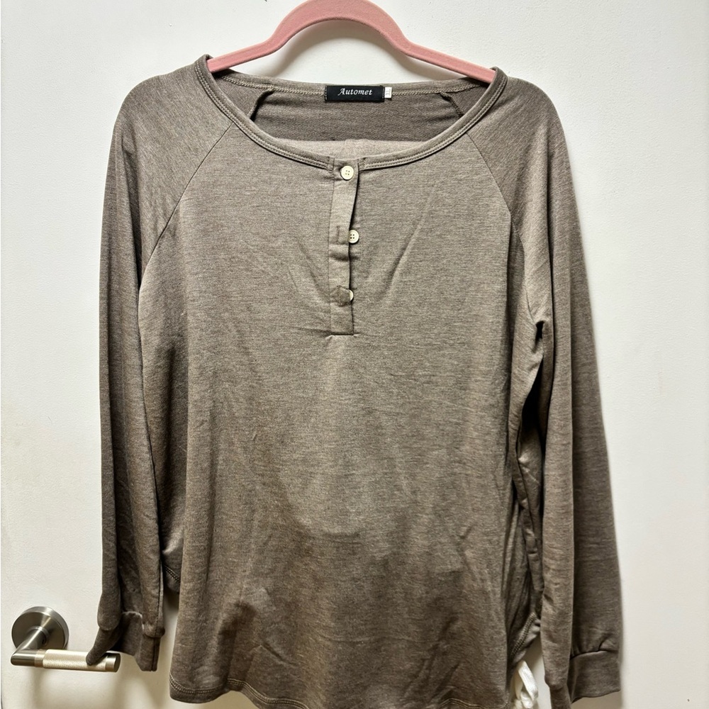 Alfani Taupe Long Sleeve Top Jogger Set